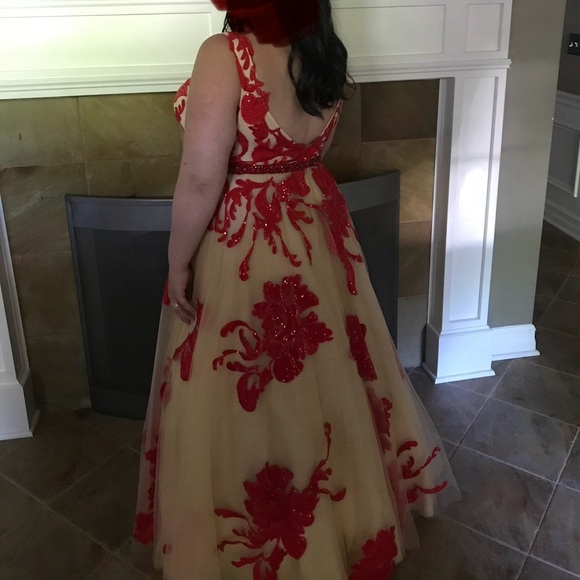 Jovani Gown - Prom or Homecoming, beautiful nude & red - Picture 2 of 13
